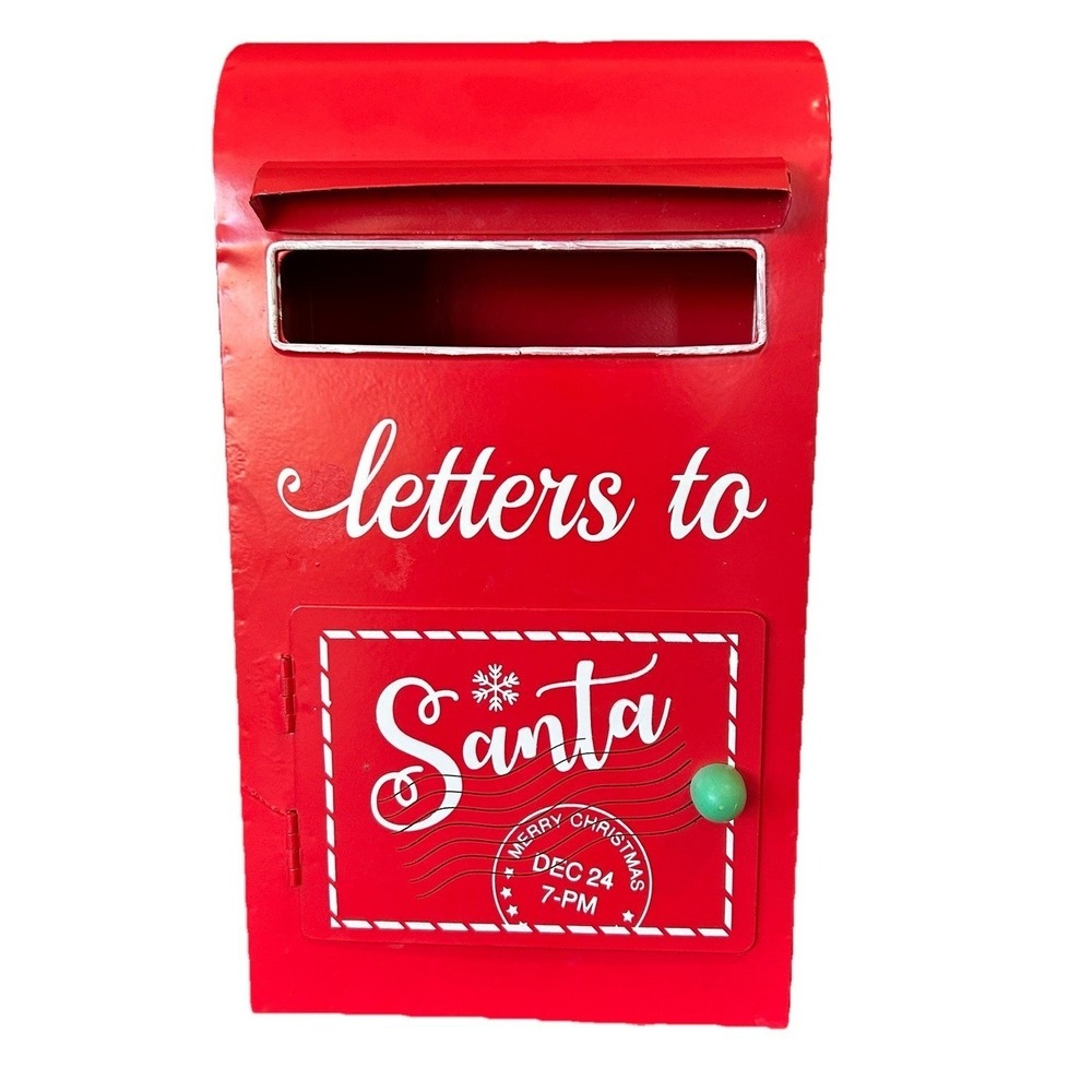 Christmas Letters To Santa Mailbox Holiday Wish List North Pole Retro Red Metal